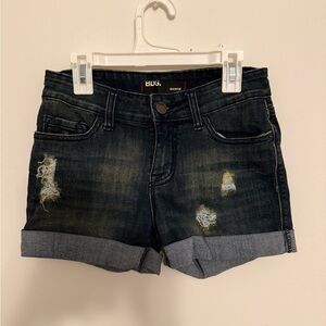 BDG Dark Blue Distressed Rolled Cuff Jean Shorts
